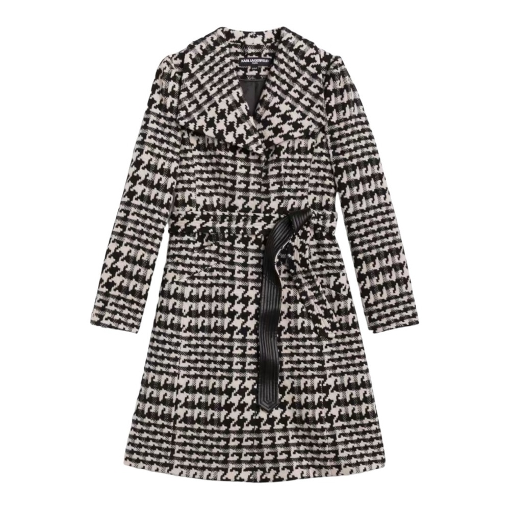 Karl Lagerfield Paris Puff Sleeve Belted Coat